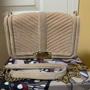 Rebecca Minkoff nude velvet crossbody clutch Bag